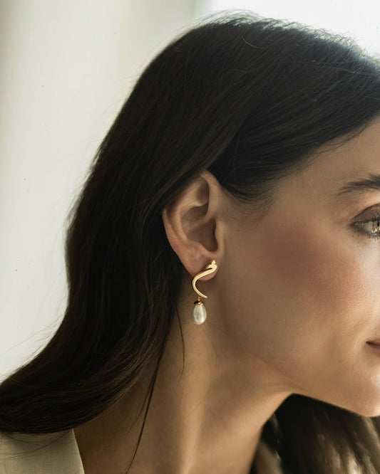 Calligraphed Letter Earrings خ