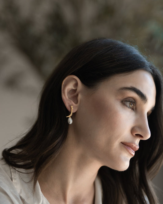 Calligraphed Letter Earrings ز