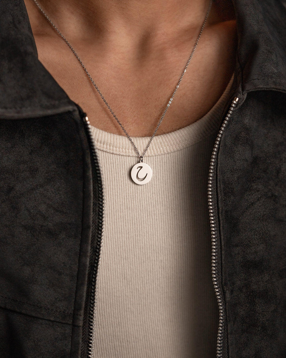 Initial Necklace (Silver) ك