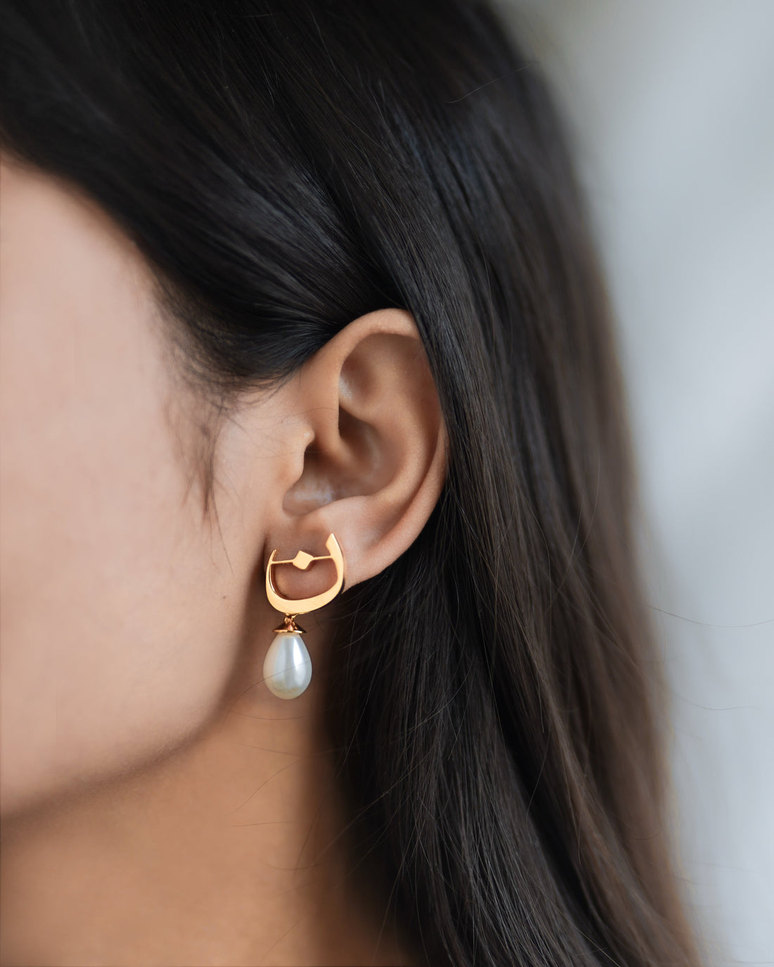 Calligraphed Initial Earrings ن