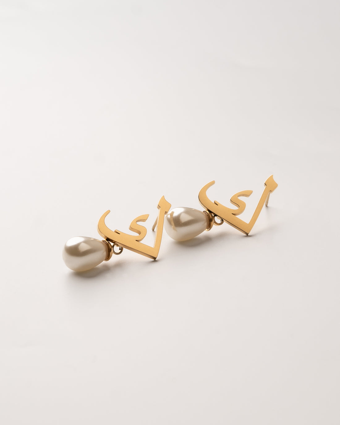 Calligraphed Initial Earrings ك