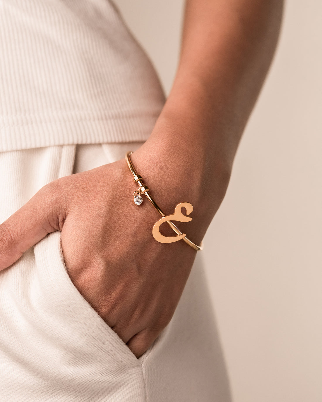 Calligraphed Initial Bracelet ع
