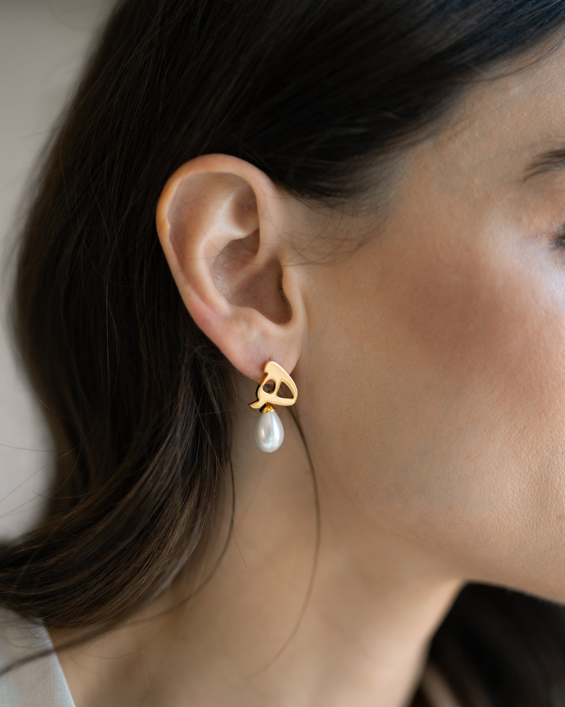 Calligraphed Initial Earrings ھ